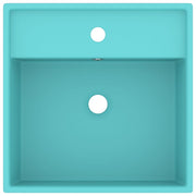 Lavabo cuadrado rebosadero cerámica verde claro mate 41x41 cm v6525 - Vetonek