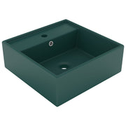 Lavabo lujoso cuadrado rebosadero cerámica verde oscuro 41x41cm v6532 Vetonek