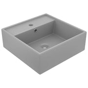 Lavabo cuadrado rebosadero cerámica gris claro mate 41x41 cm v6549 Vetonek