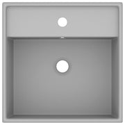 Lavabo cuadrado rebosadero cerámica gris claro mate 41x41 cm v6549 - Vetonek