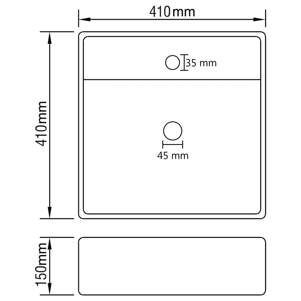 Square sink Ceramic Ceramic Gray Mate 41x41 cm