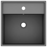 Lavabo lujoso cuadrado rebosadero cerámica gris oscuro 41x41 cm v6556 - Vetonek