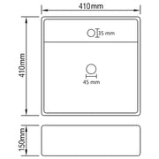 Lavabo lujoso cuadrado rebosadero cerámica negro mate 41x41 cm v6587 - Vetonek