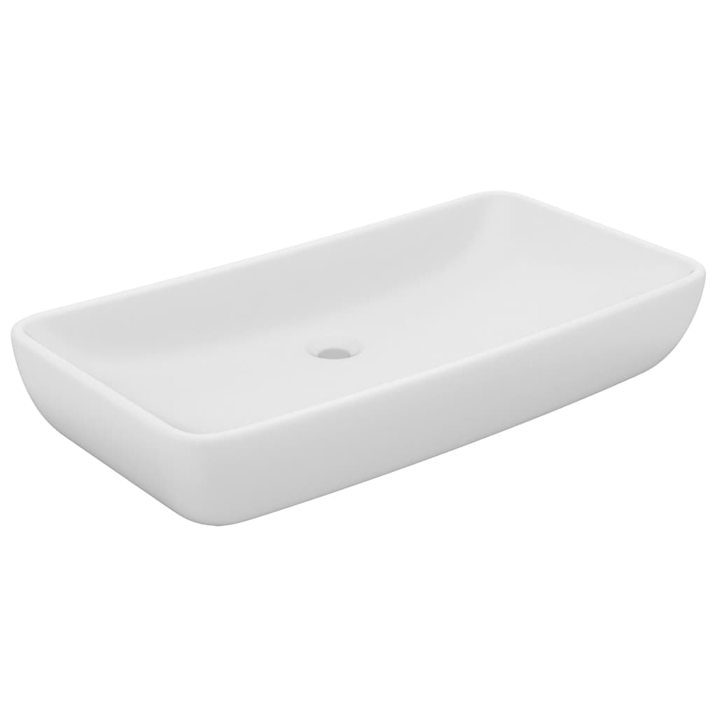 Lavabo de lujo de cerámica rectangular blanco mate 71x38 cm