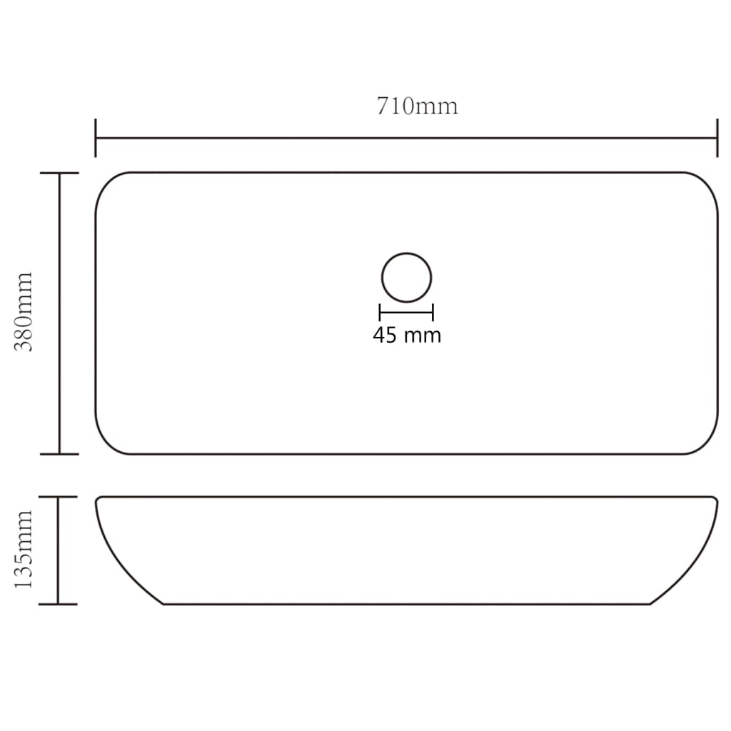 Lavabo de lujo de cerámica rectangular blanco mate 71x38 cm - Vetonek