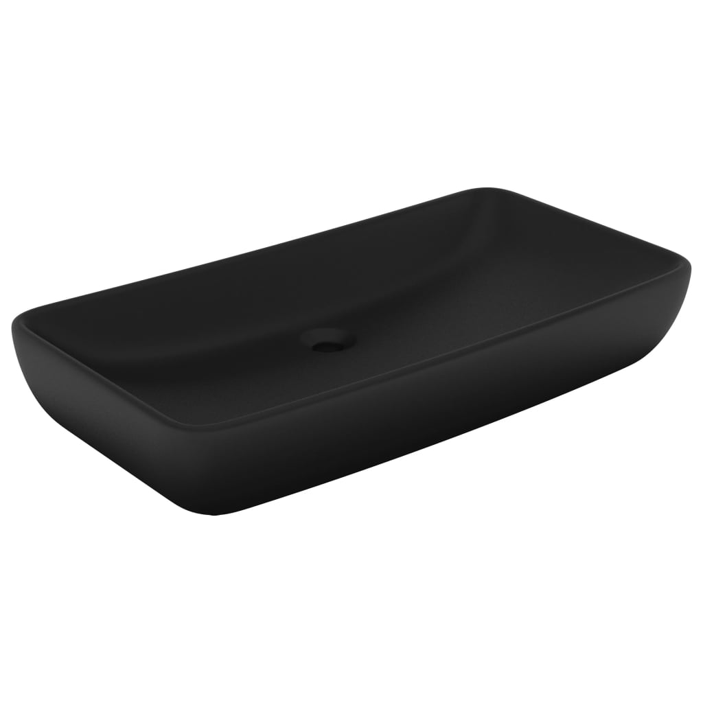 Lavabo de lujo de cerámica rectangular negro mate 71x38 cm