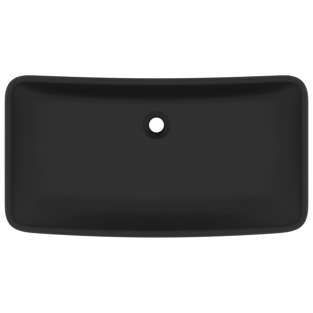 Lavabo de lujo de cerámica rectangular negro mate 71x38 cm