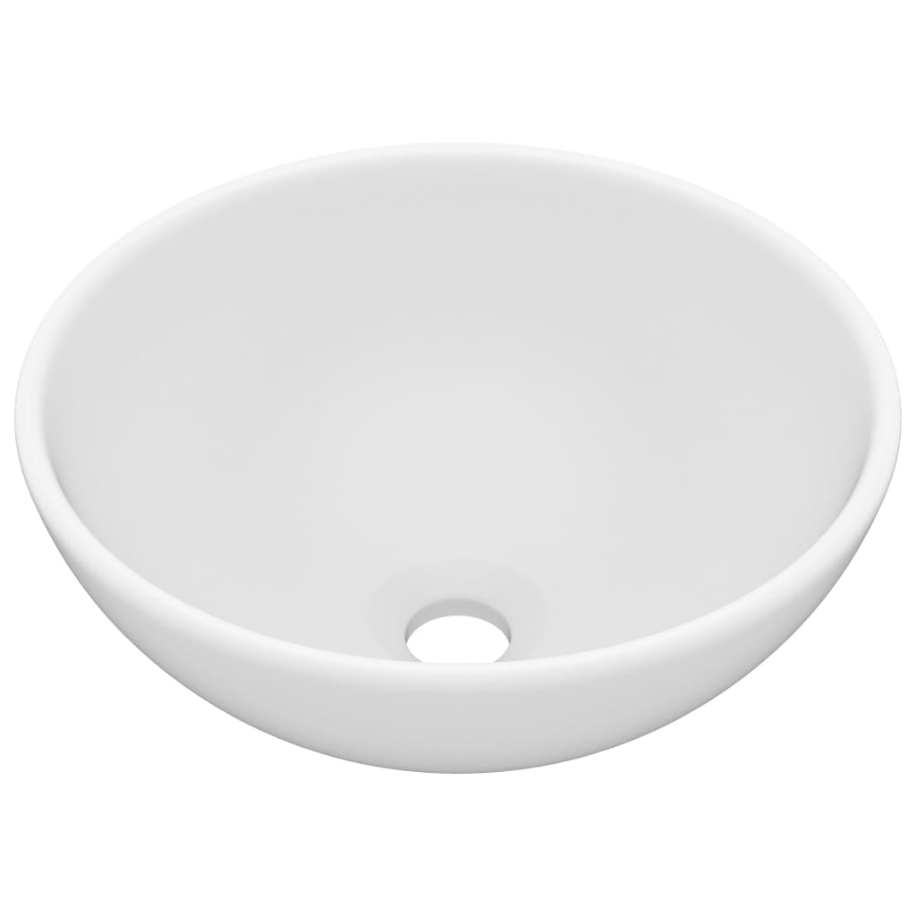 Lavabo de lujo redondo cerámica blanco mate 32,5x14 cm