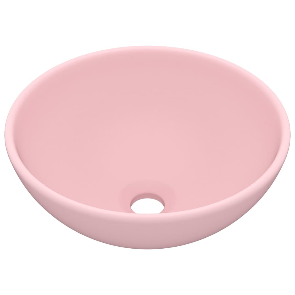 Lavabo de lujo redondo cerámica rosa mate 32,5x14 cm vidaXL