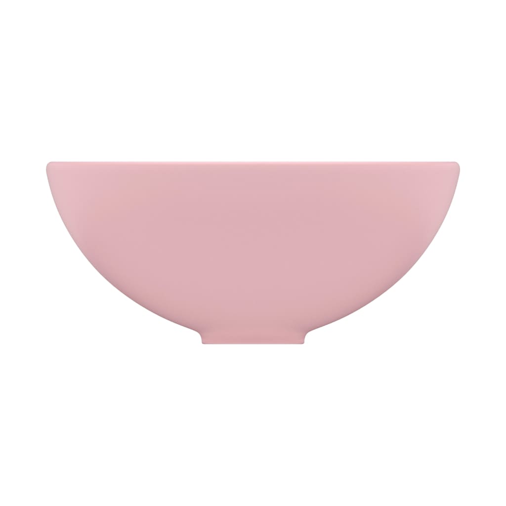 Lavabo de lujo redondo cerámica rosa mate 32,5x14 cm vidaXL