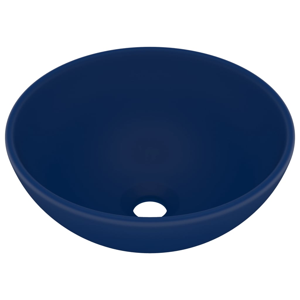 Lavabo de lujo redondo cerámica azul oscuro mate 32,5x14 cm