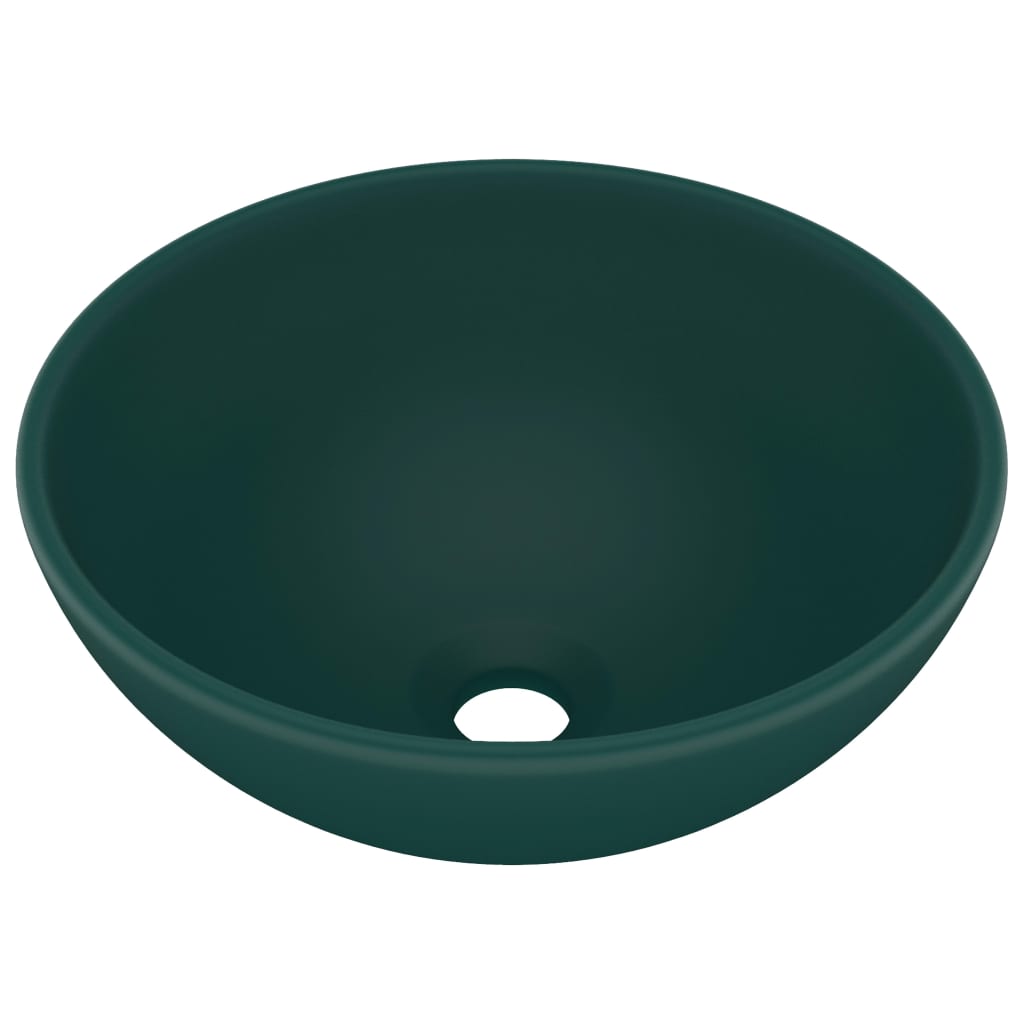 Lavabo de lujo redondo cerámica verde oscuro mate 32,5x14 cm - Vetonek