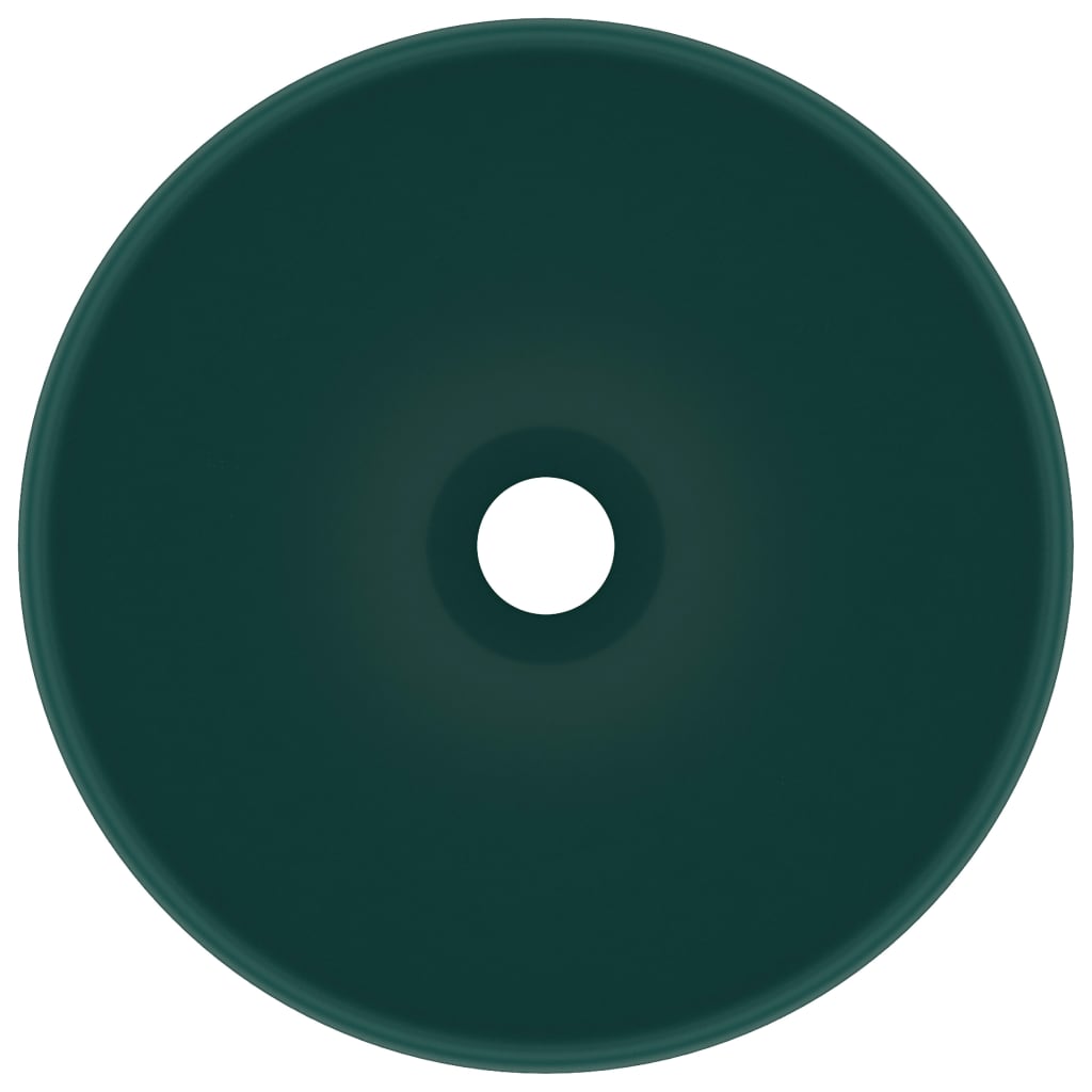 Round luxury sink Dark green ceramic matt 32.5x14 cm