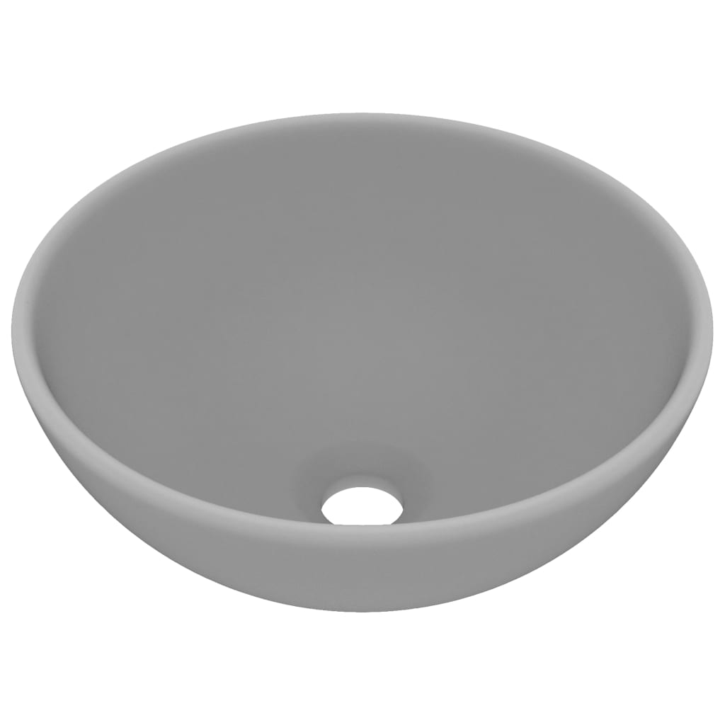 Lavabo de lujo redondo cerámica gris claro mate 32,5x14 cm