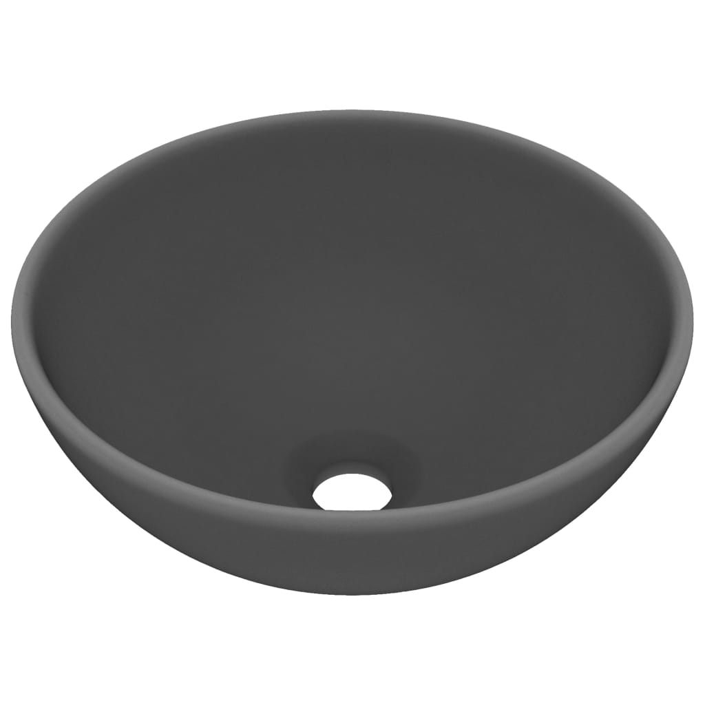 Lavabo de lujo redondo cerámica gris oscuro mate 32,5x14 cm