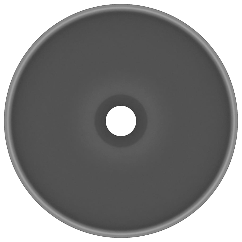 Round luxury sink Matte dark gray ceramic 32.5x14 cm