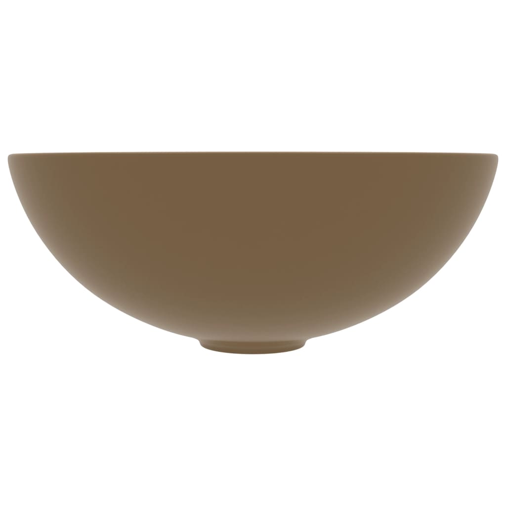 Round bathroom sink Ceramic matt cream