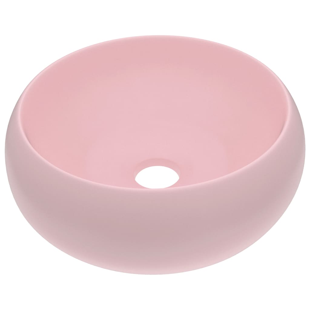 Lavabo de lujo redondo cerámica rosa mate 40x15 cm - Vetonek