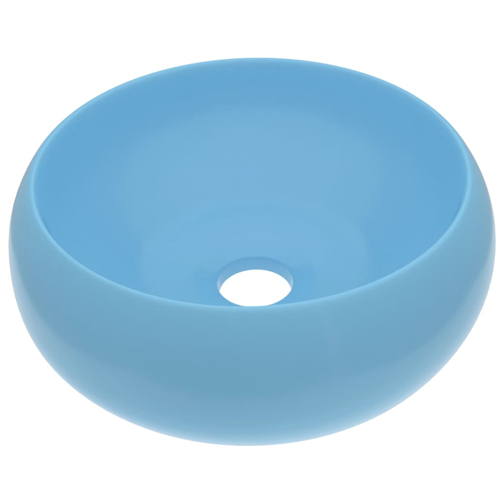 Lavabo de lujo redondo cerámica azul claro mate 40x15 cm