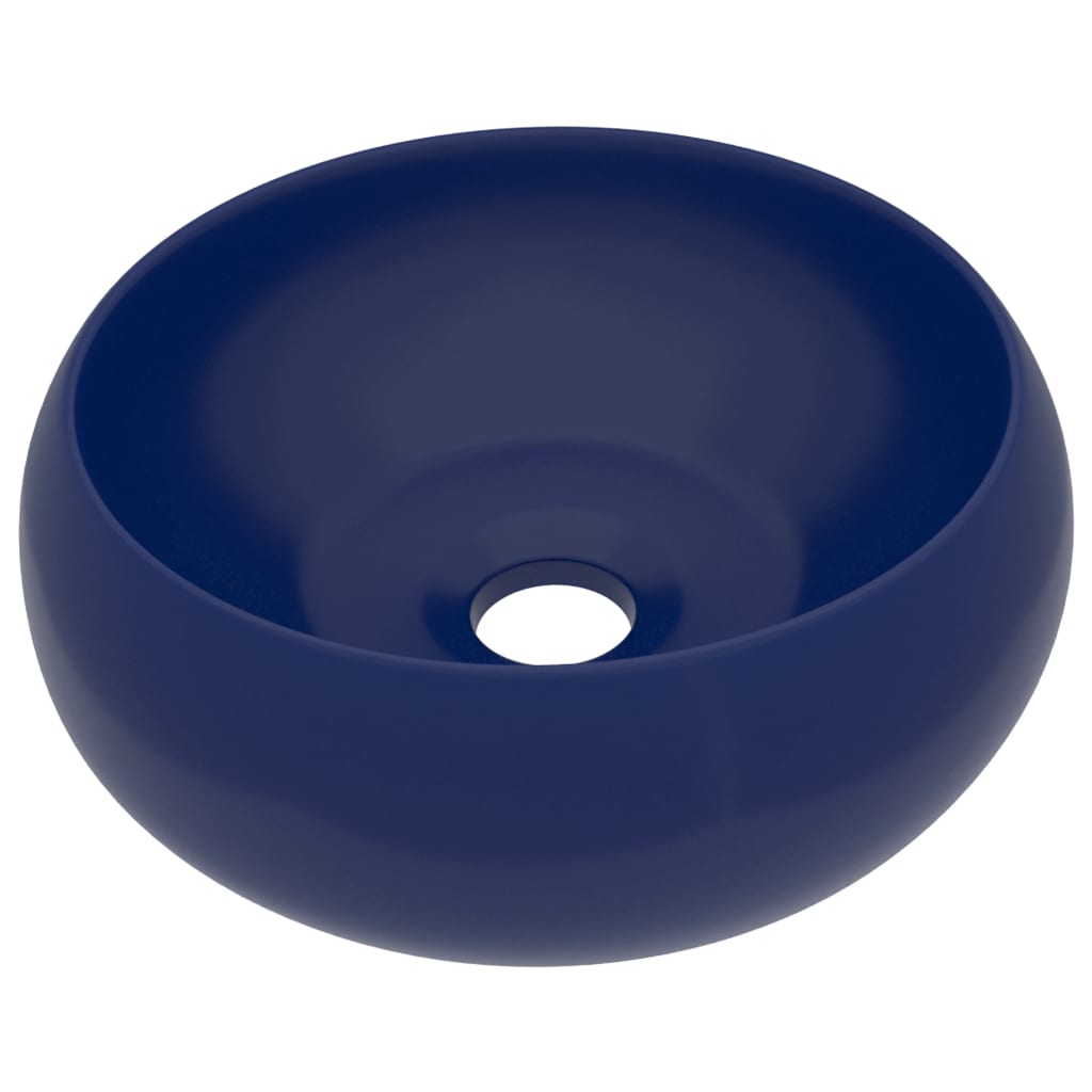 Lavabo de lujo redondo cerámica azul oscuro mate 40x15 cm