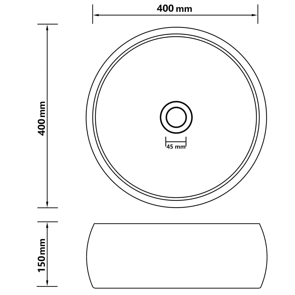 Lavabo de lujo redondo cerámica azul oscuro mate 40x15 cm - Vetonek