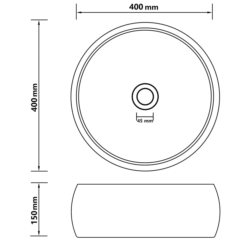 Lavabo de lujo redondo cerámica verde oscuro mate 40x15 cm