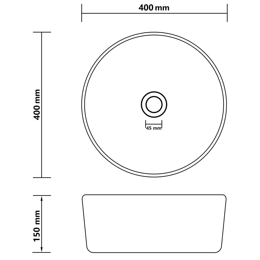 Redondo pia de luxo cerâmica cinza companheiro 40x15 cm