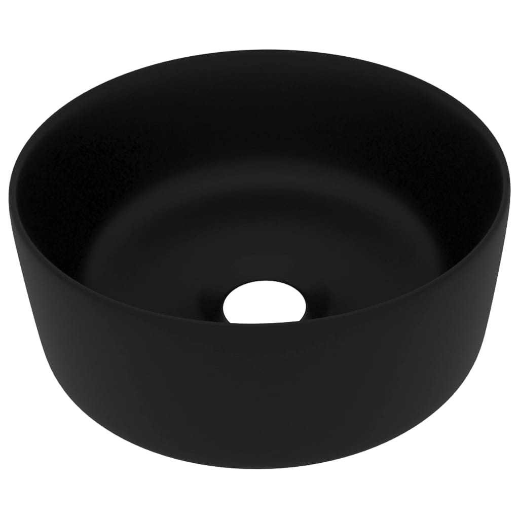 Lavabo de lujo redondo cerámica negro mate 40x15 cm vidaXL