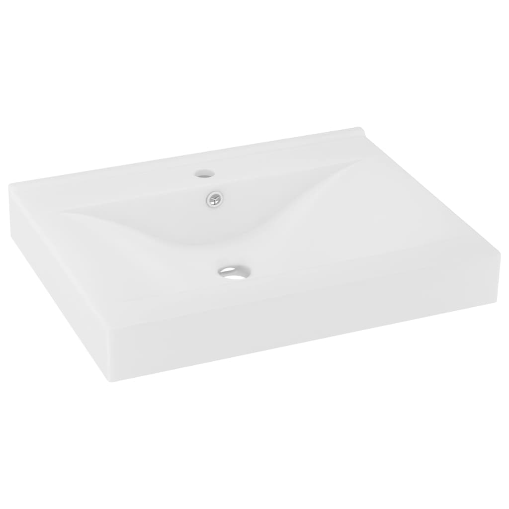 Lavabo de lujo con grifo cerámica 60x46 cm blanco mate