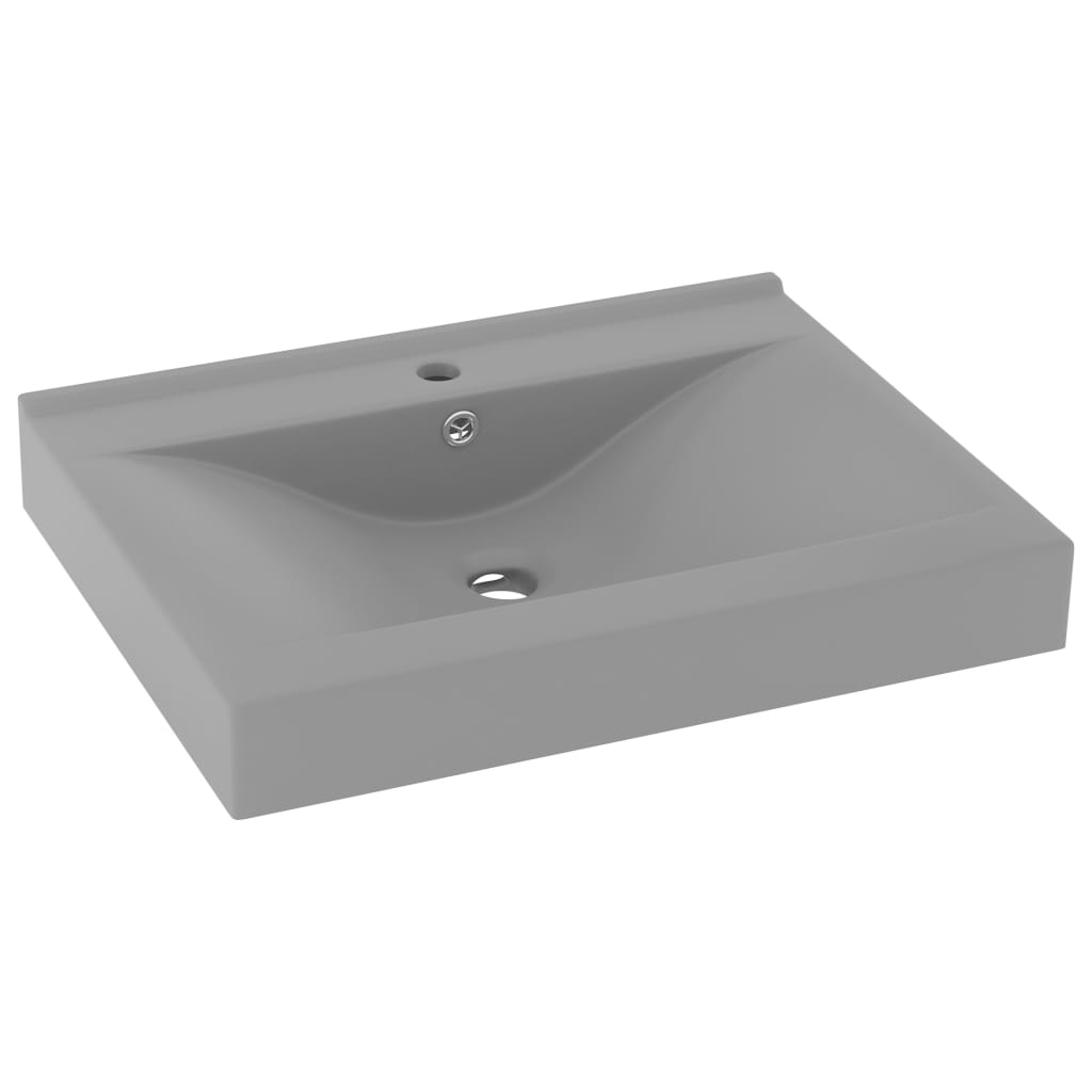 Lavabo de lujo con grifo cerámica 60x46 cm gris claro