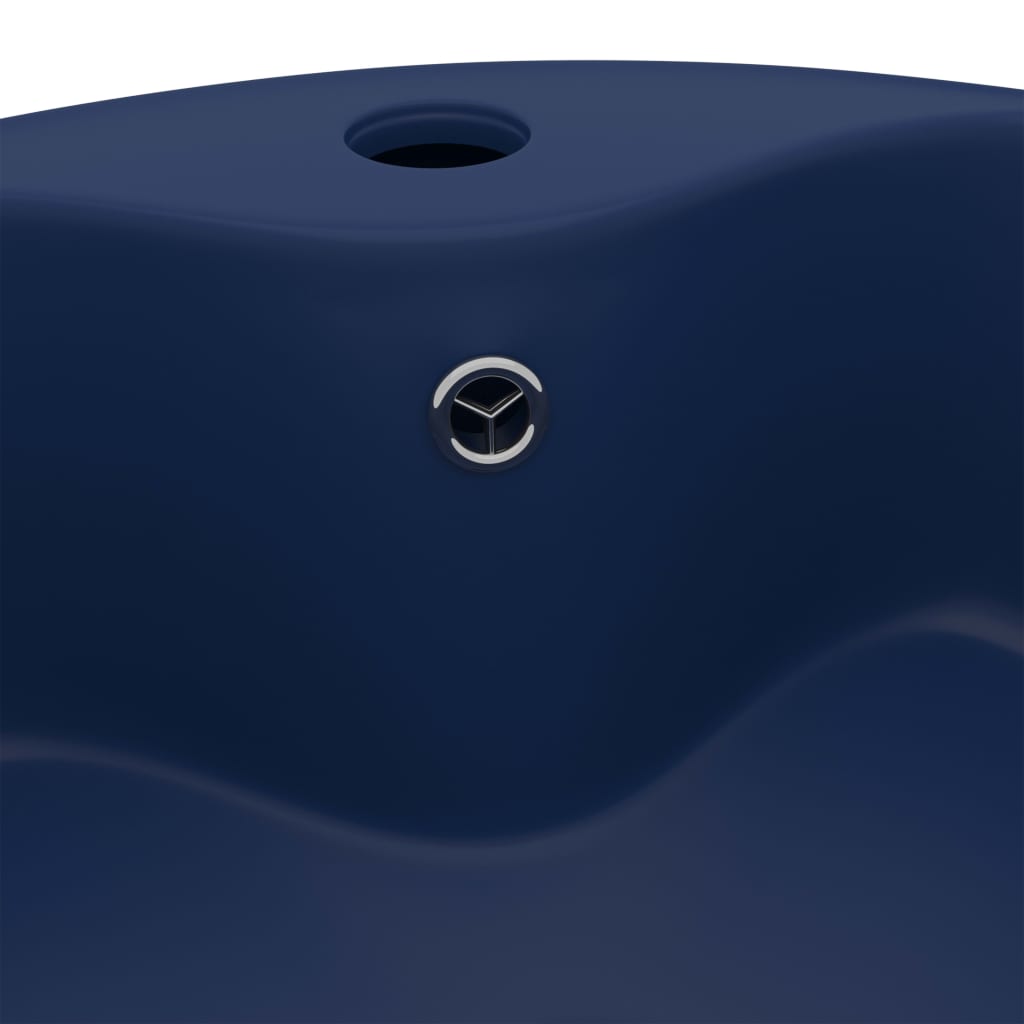 Lavabo lujo con rebosadero cerámica azul oscuro mate 36x13 cm - Vetonek