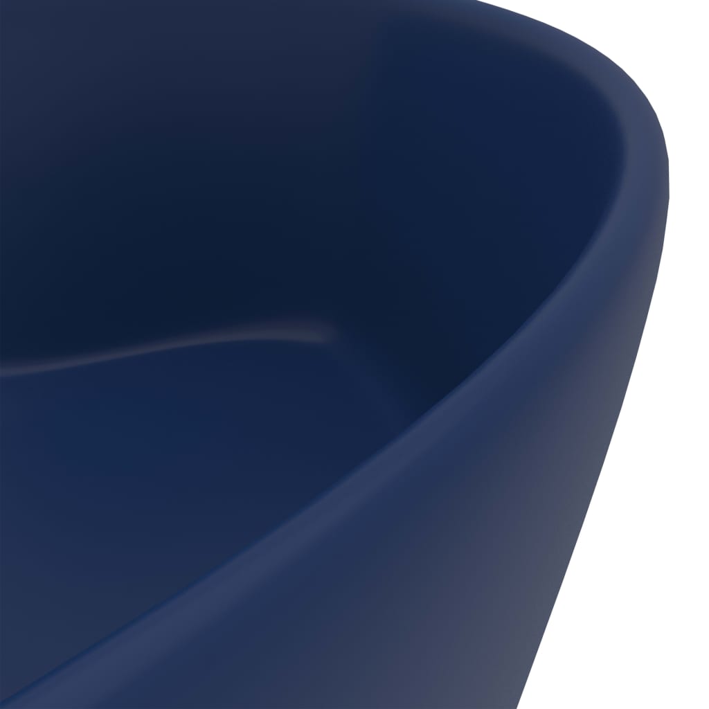 Lavabo lujo con rebosadero cerámica azul oscuro mate 36x13 cm - Vetonek