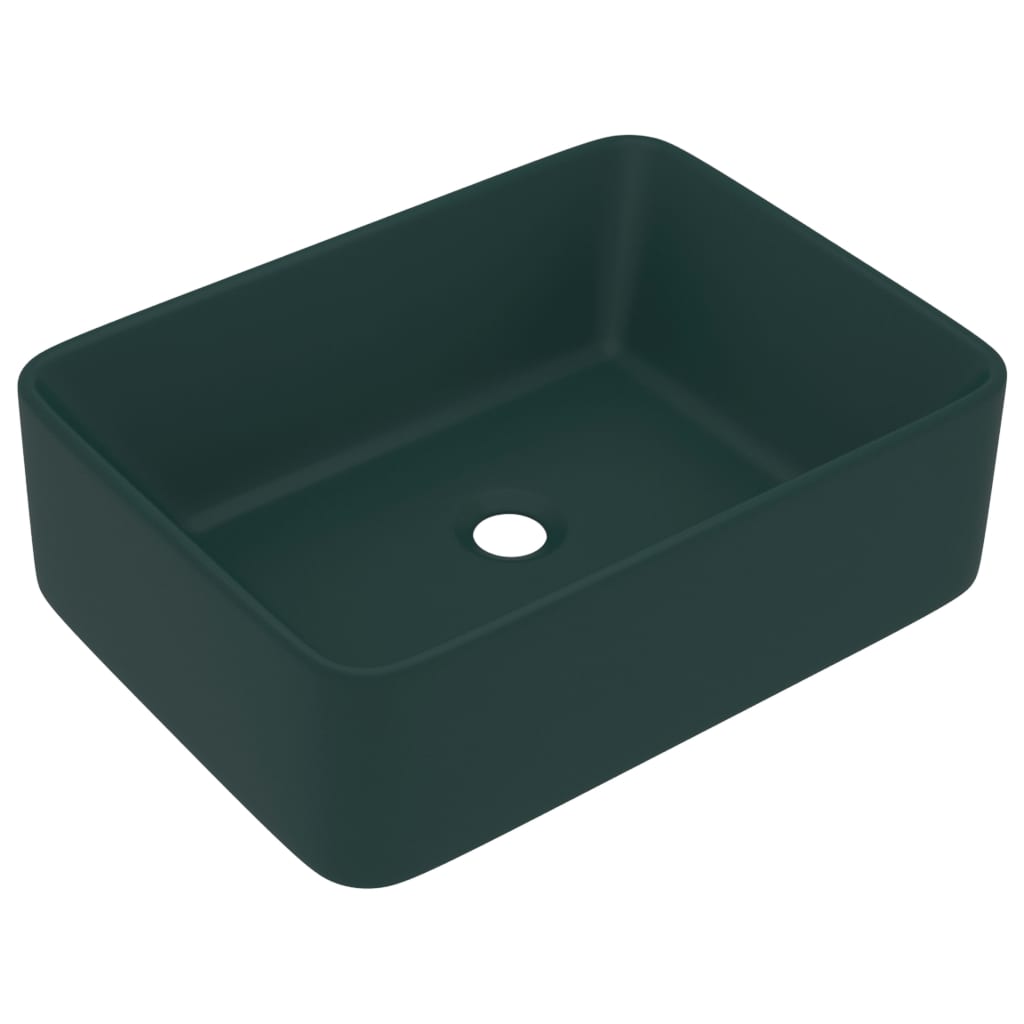 Lavabo de lujo cerámica verde oscuro mate 41x30x12 cm