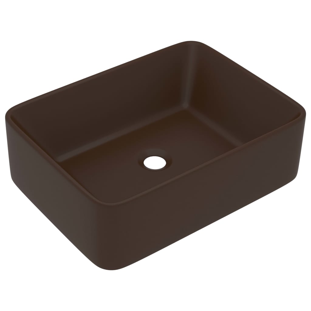 Lavabo de lujo cerámica marrón oscuro mate 41x30x12 cm