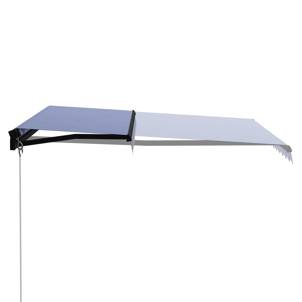 Toldo manual retráctil azul y blanco 300x250 cm - Vetonek