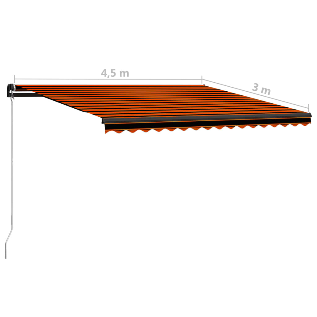 Toldo manual retráctil naranja y marrón 450x300 cm vidaXL