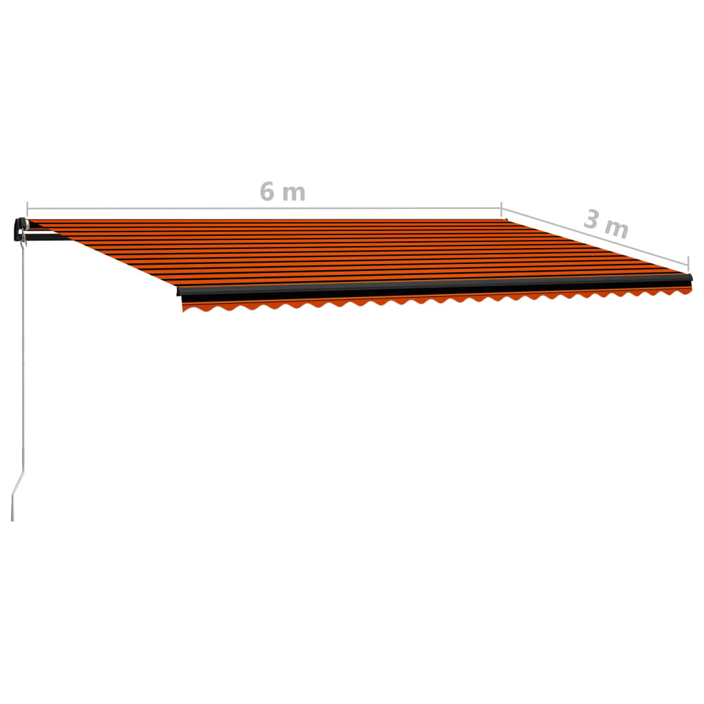 Toldo manual retráctil naranja y marrón 600x300 cm vidaXL