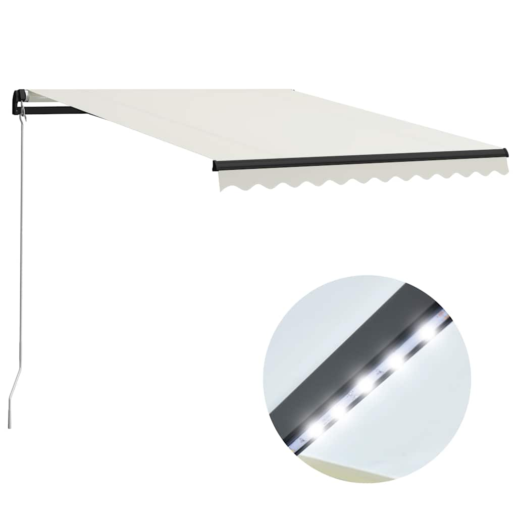 Vetonek Toldo retráctil manual con LED crema 300x250 cm