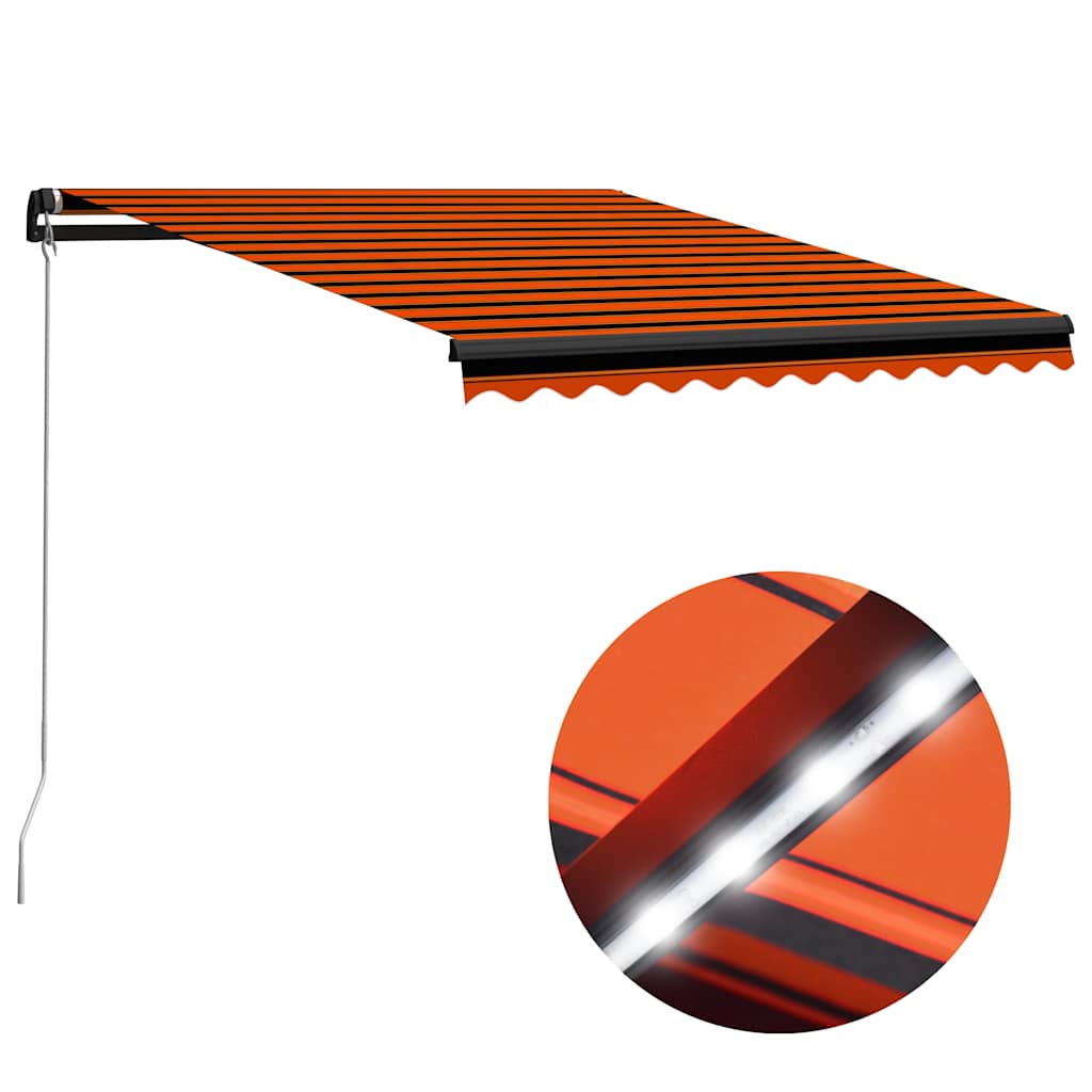 Vetonek Toldo retráctil manual con LED naranja y marrón 350x250 cm