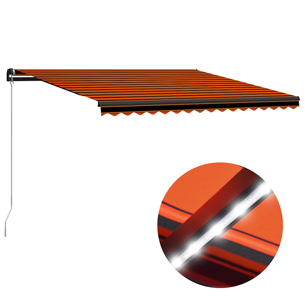 Vetonek Toldo manual retráctil con LED naranja y marrón 450x300 cm