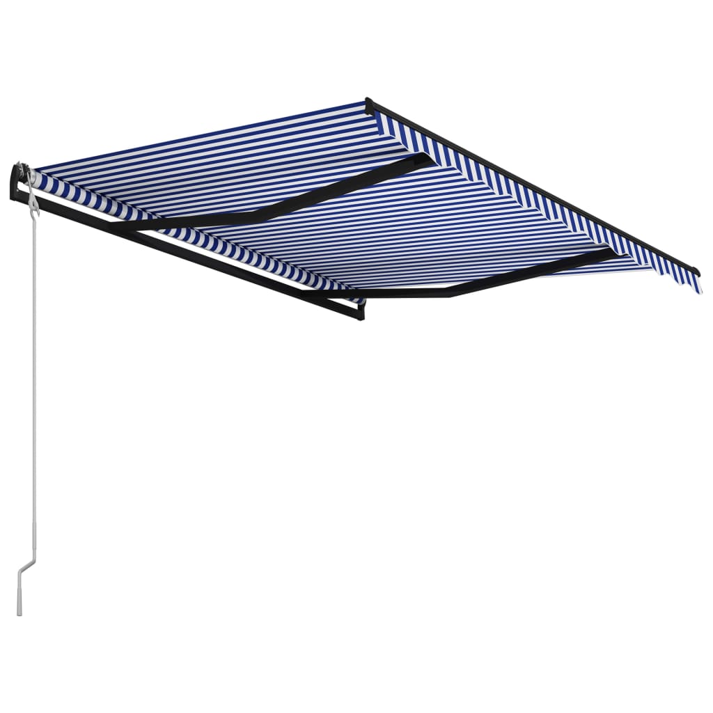 Toldo automático retráctil azul y blanco 350x250 cm vidaXL