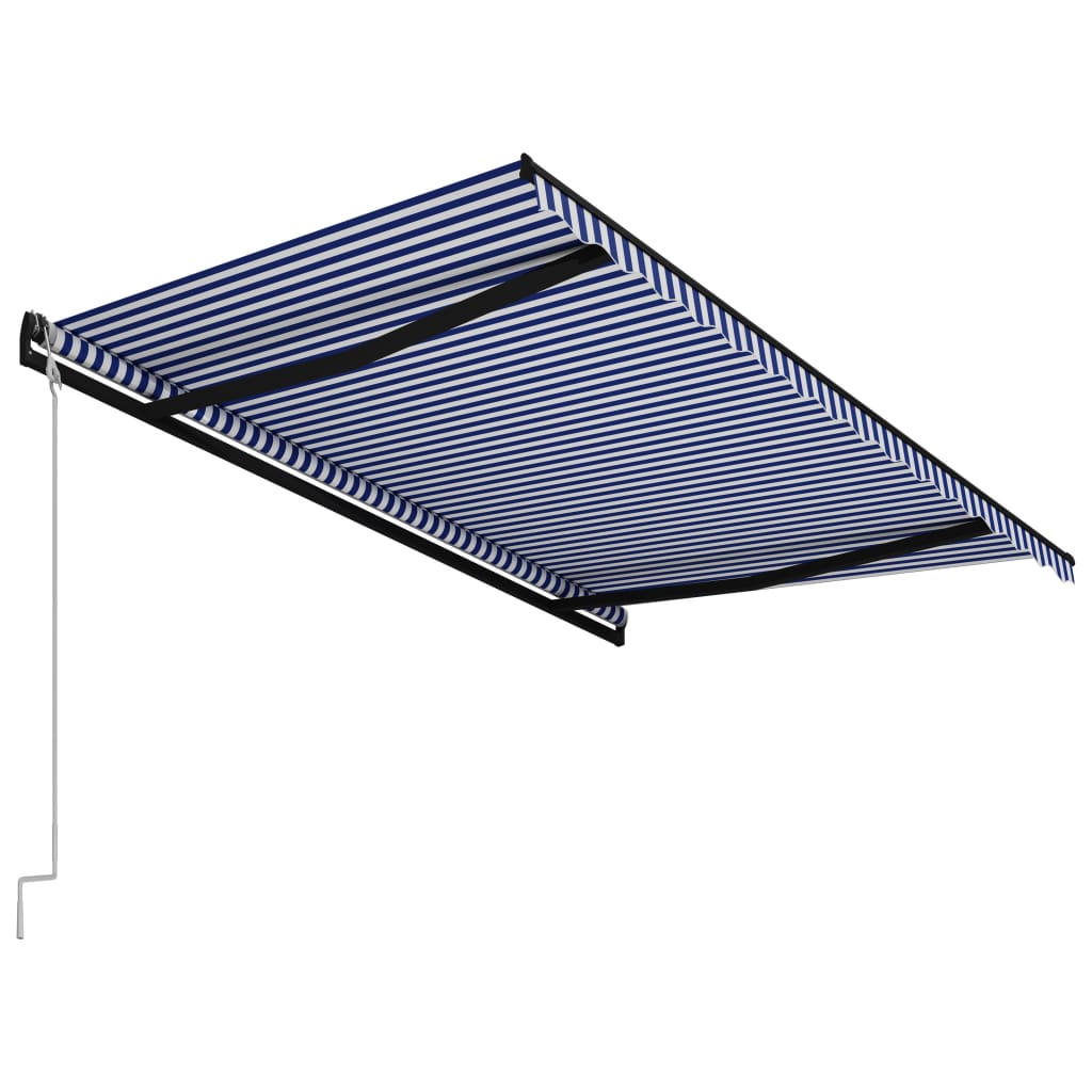 Toldo automático retráctil azul y blanco 450x300 cm vidaXL