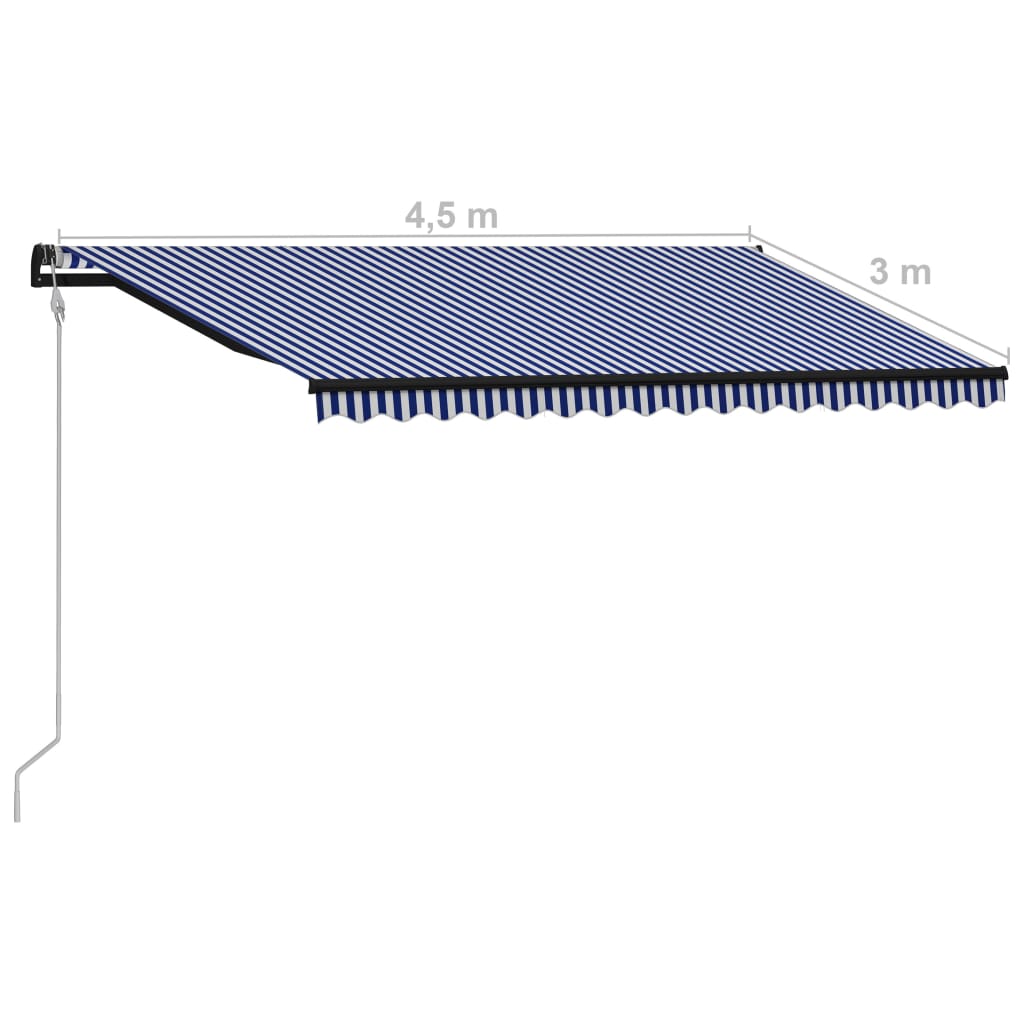 Toldo automático retráctil azul y blanco 450x300 cm vidaXL