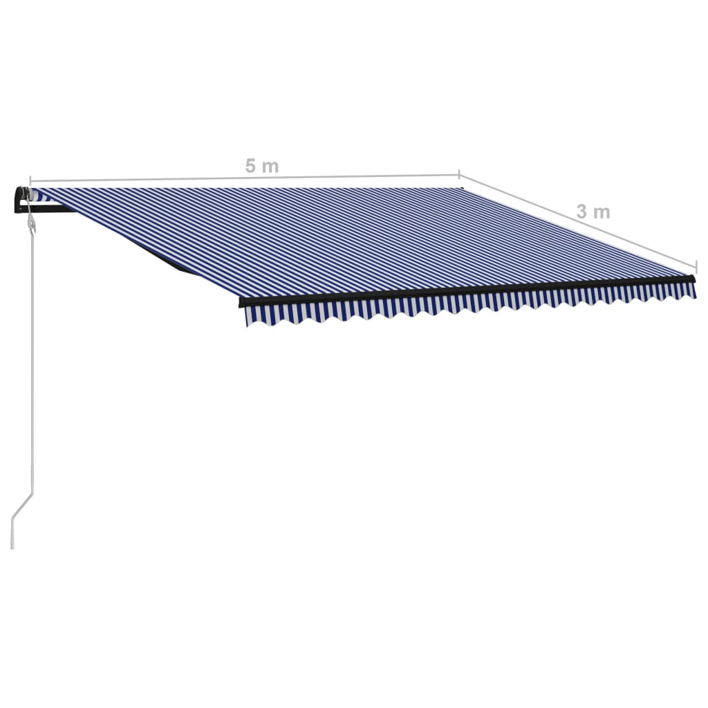 Toldo automático retráctil azul y blanco 500x300 cm vidaXL