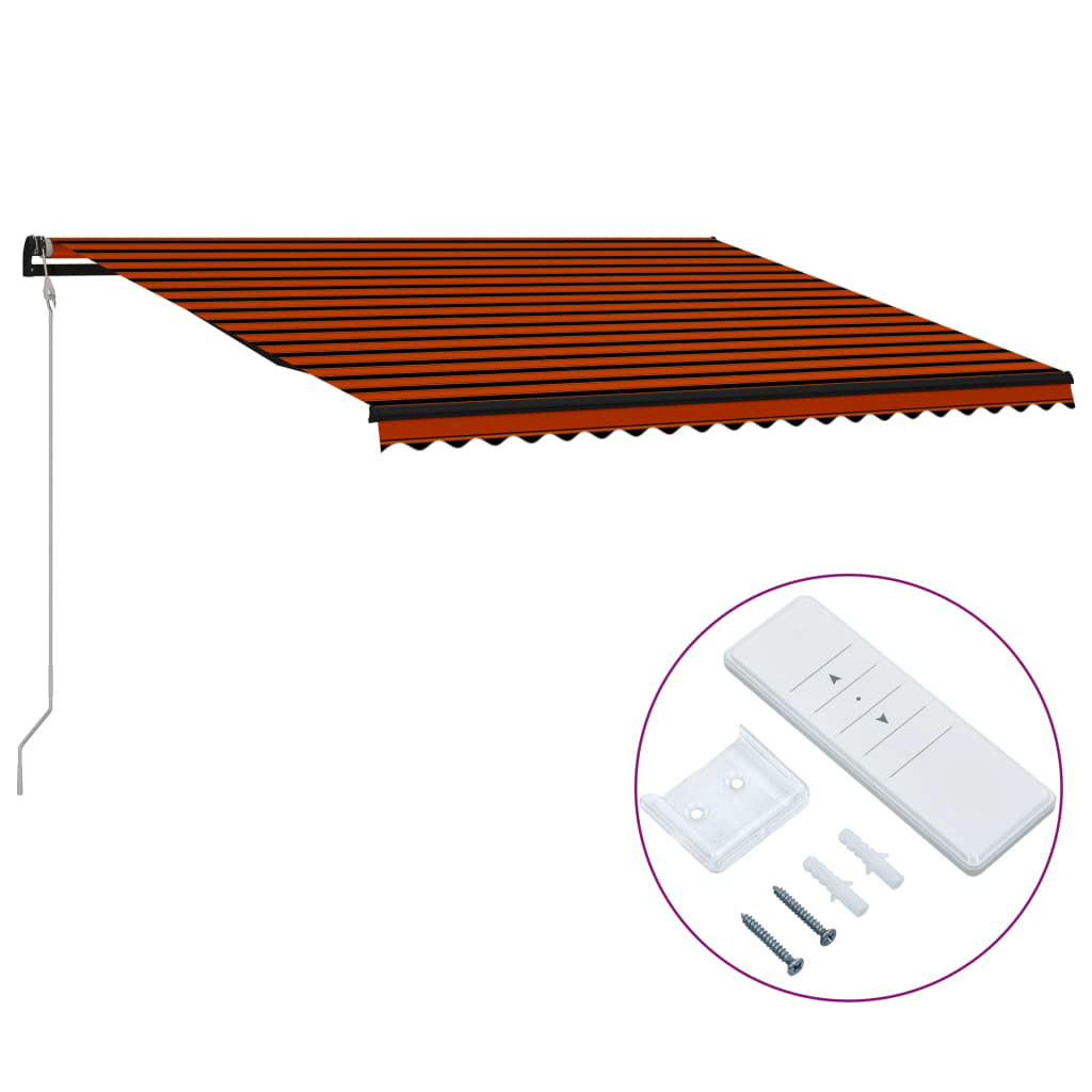 Toldo retráctil automático naranja y marrón 500x300 cm vidaXL