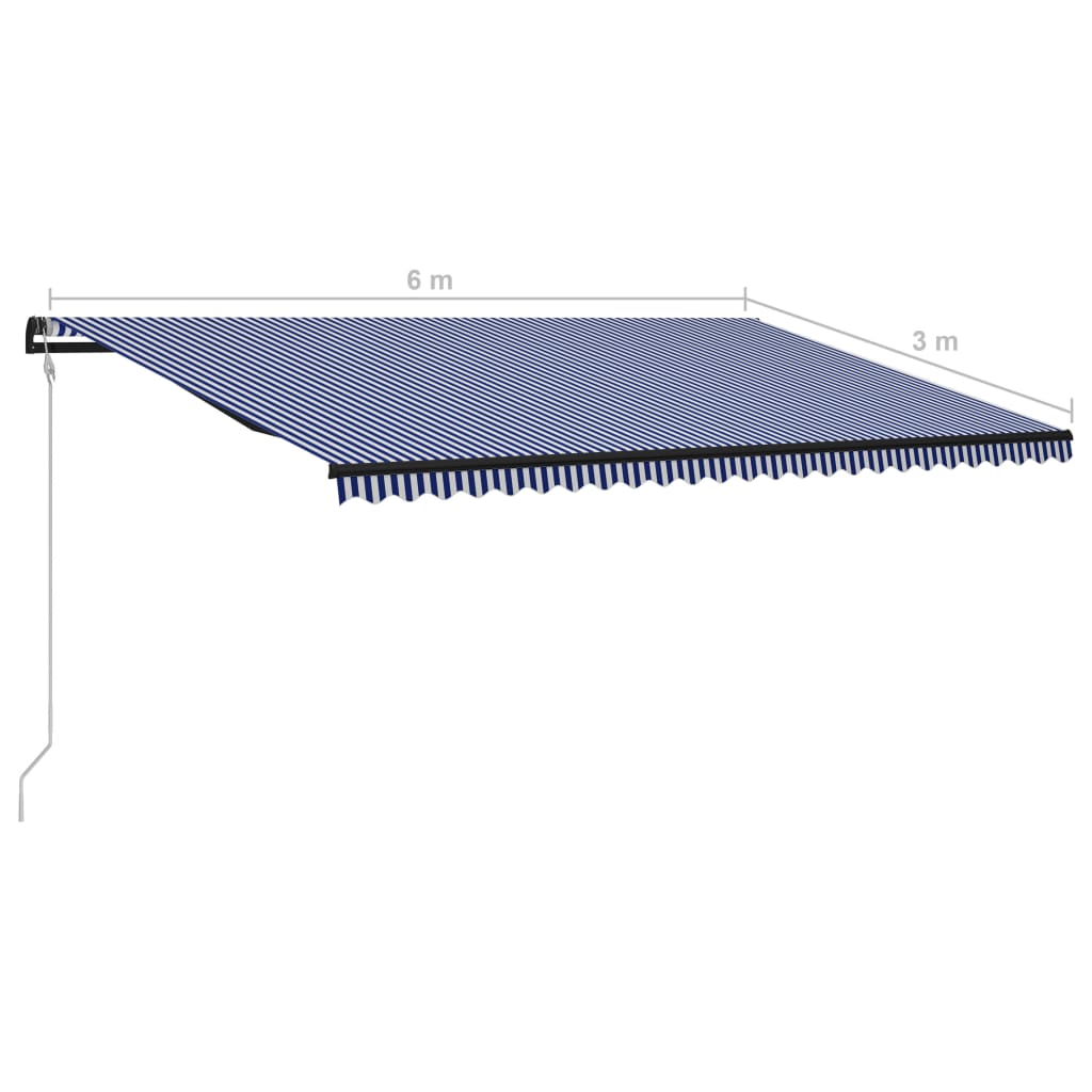 Toldo automático retráctil azul y blanco 600x300 cm vidaXL