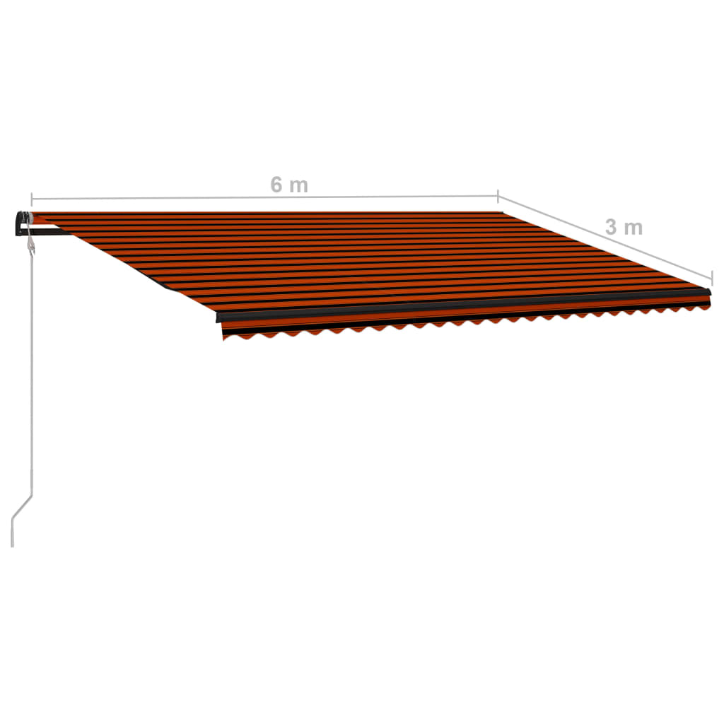 Toldo automático retráctil naranja y marrón 600x300 cm vidaXL