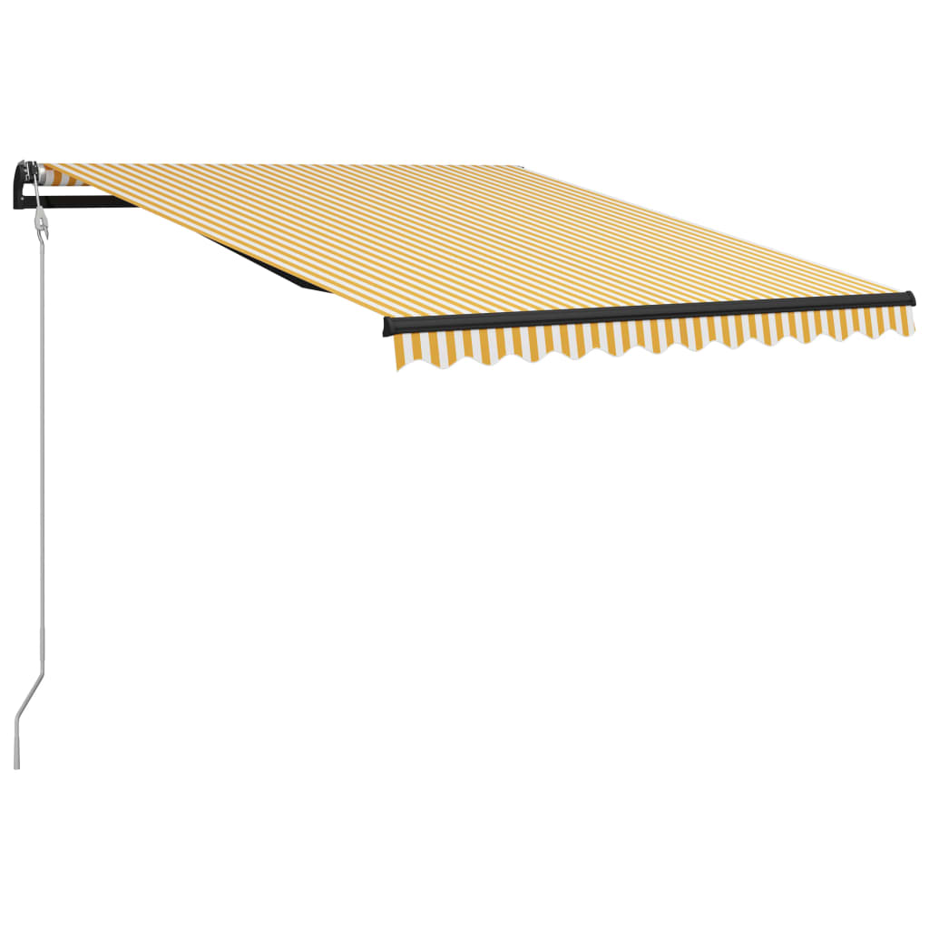 Toldo retráctil sensor de viento LED amarillo blanco 300x250 cm vidaXL