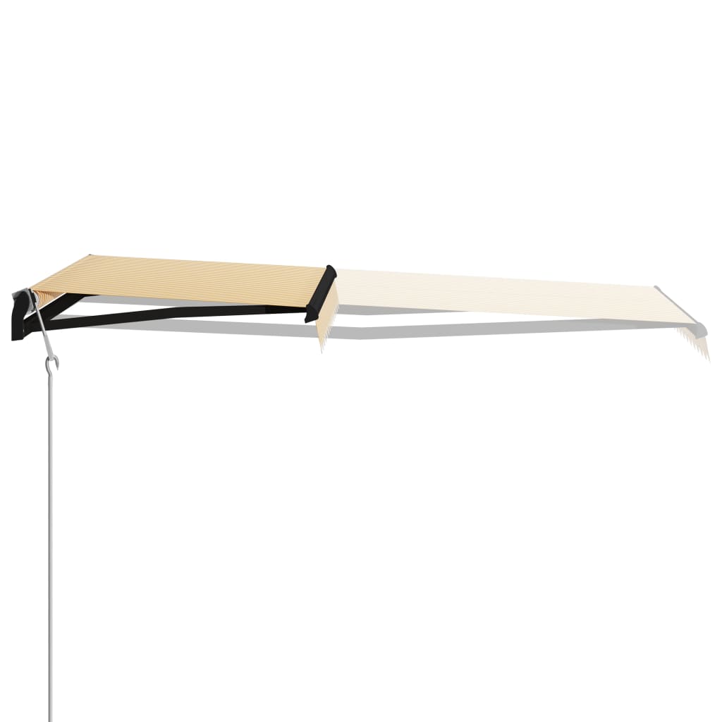 Toldo retráctil sensor de viento LED amarillo blanco 300x250 cm vidaXL