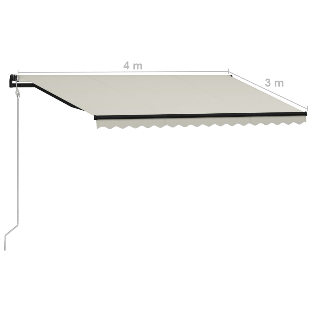 Toldo retráctil sensor de viento y LED color crema 400x300 cm vidaXL